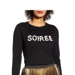 Halogen Women's M Black Embellished Pullover Sweater Party Holiday